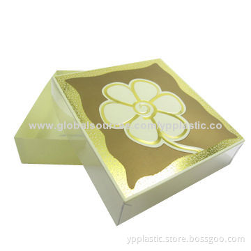 Gold Printed Plastic Packaging Box, with Lid